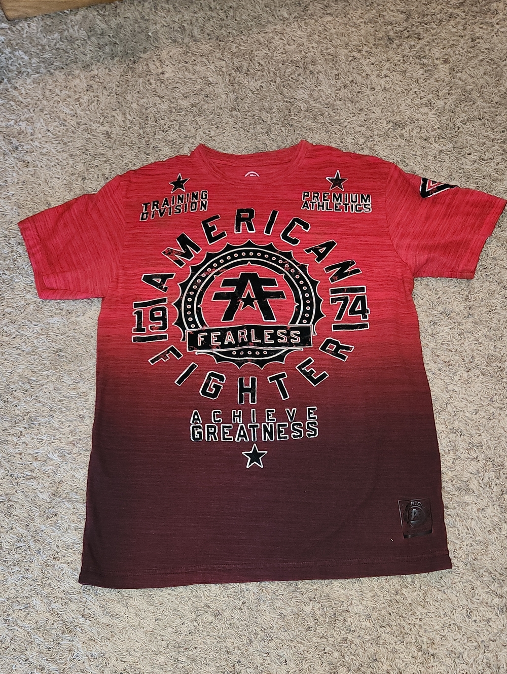 American Fighter Achieve Greatness Men's Graphic Tee Red & Black Medium